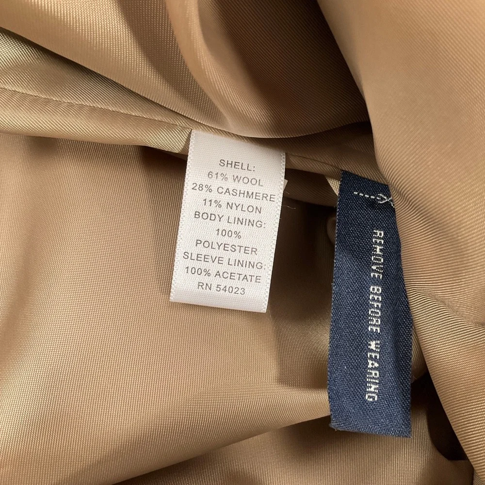 Banana Republic Overcoat Mens XLarge Camel Topcoat 3 Pocket Pick Stitch Winter‎